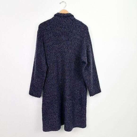 ViaVai Women’s Blue Multicolor Speckled Long Line Mohair Blend Cardigan Sweater - Picture 2 of 11